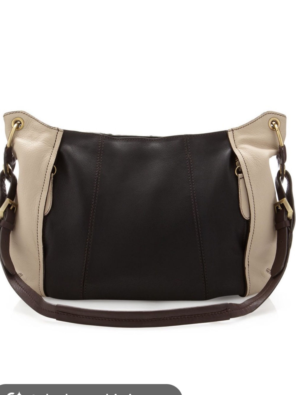 orYANY Two-Tone Leather Crossbody in Dark Brown and Cream